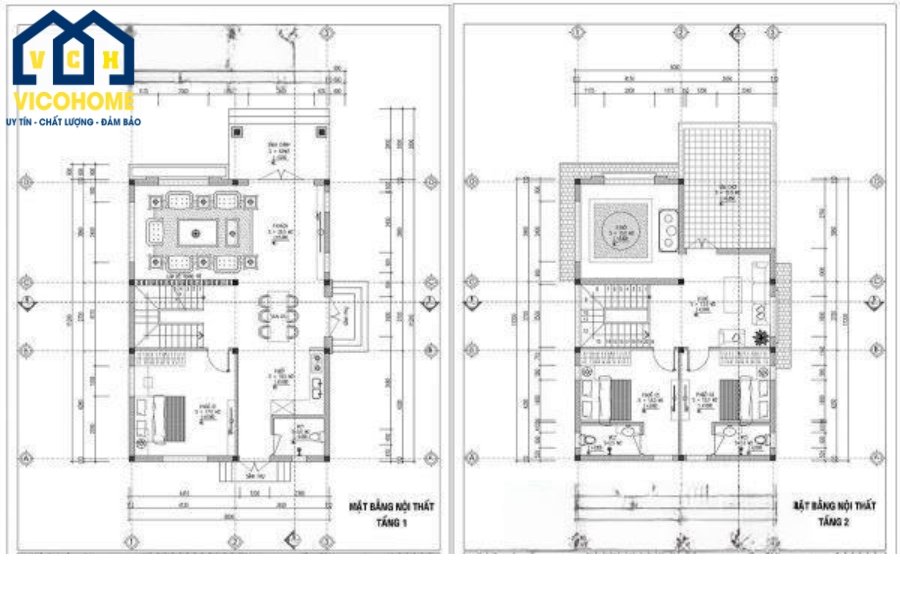 Bản vẽ thiết kế nhà 2 tầng 8x12m mái Nhật